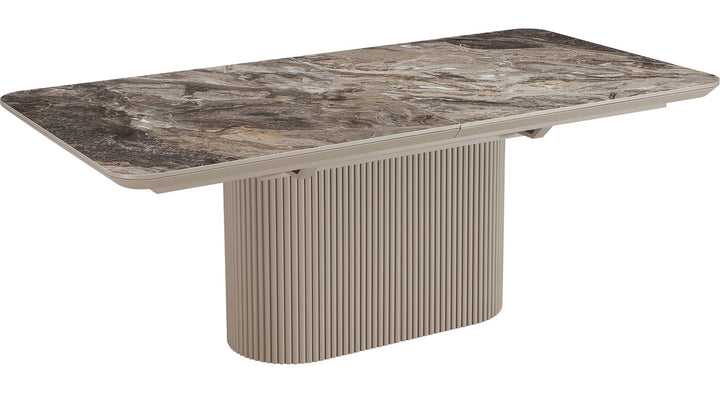 Cannon Double Extension Dining Table in Minerals and Taupe — product view on a white background