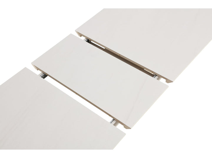 Cannon Stone Top Double Pedestal Extension Dining Table in Sintered Stone and Ivory — product view on a white background