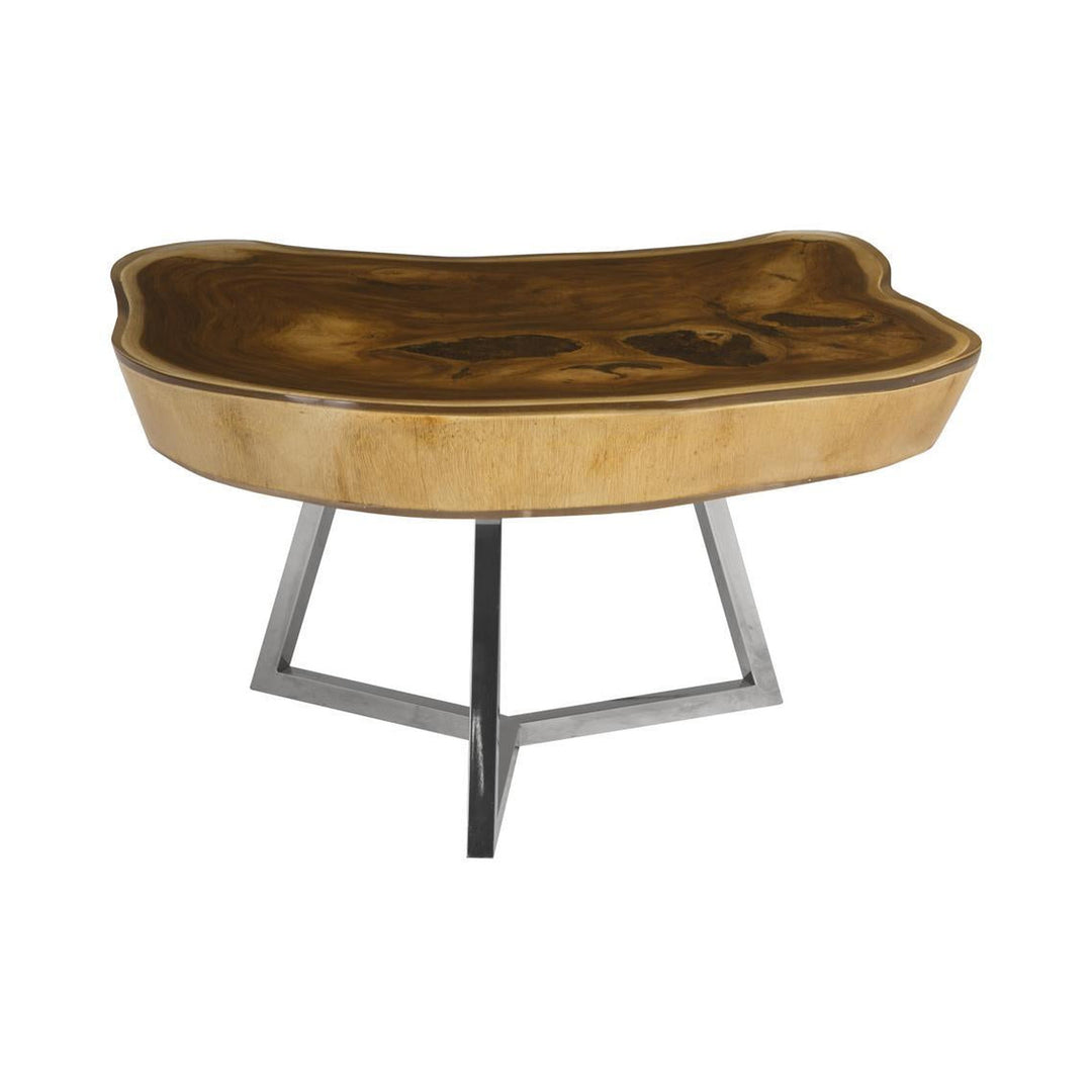 Captured Edge Coffee Table, Natural Finish w/Stainless Steel Legs, Glossy by Phillips Collection — centered product view
