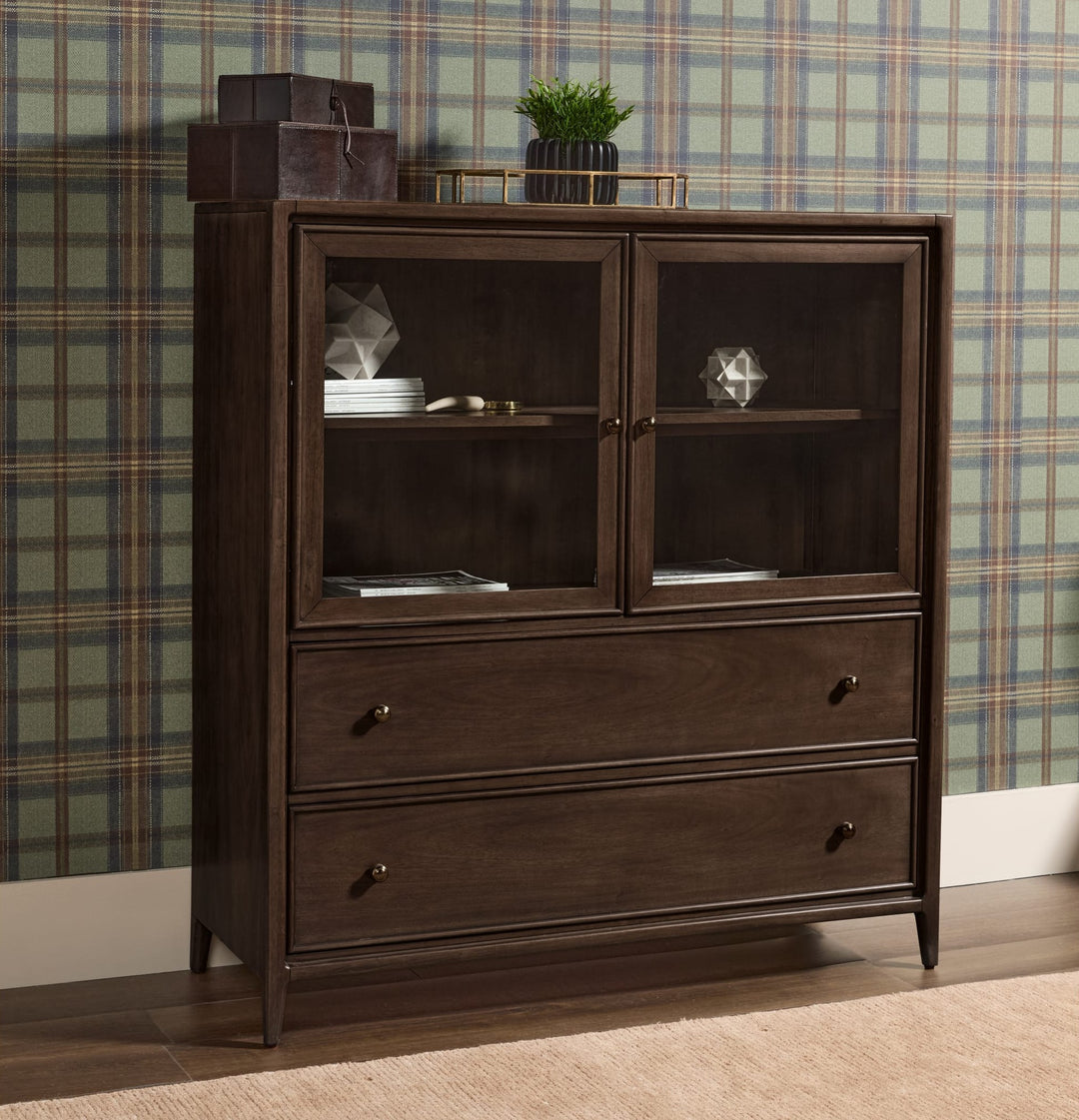 Carlisle Door Chest in Pecan Pie — styled in a room
