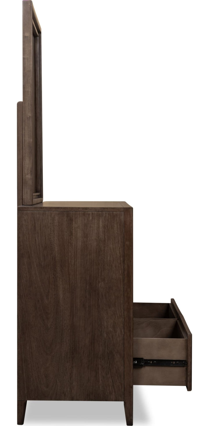 Carlisle Dresser in Pecan Pie — side view with the matching mirror (sold separately)