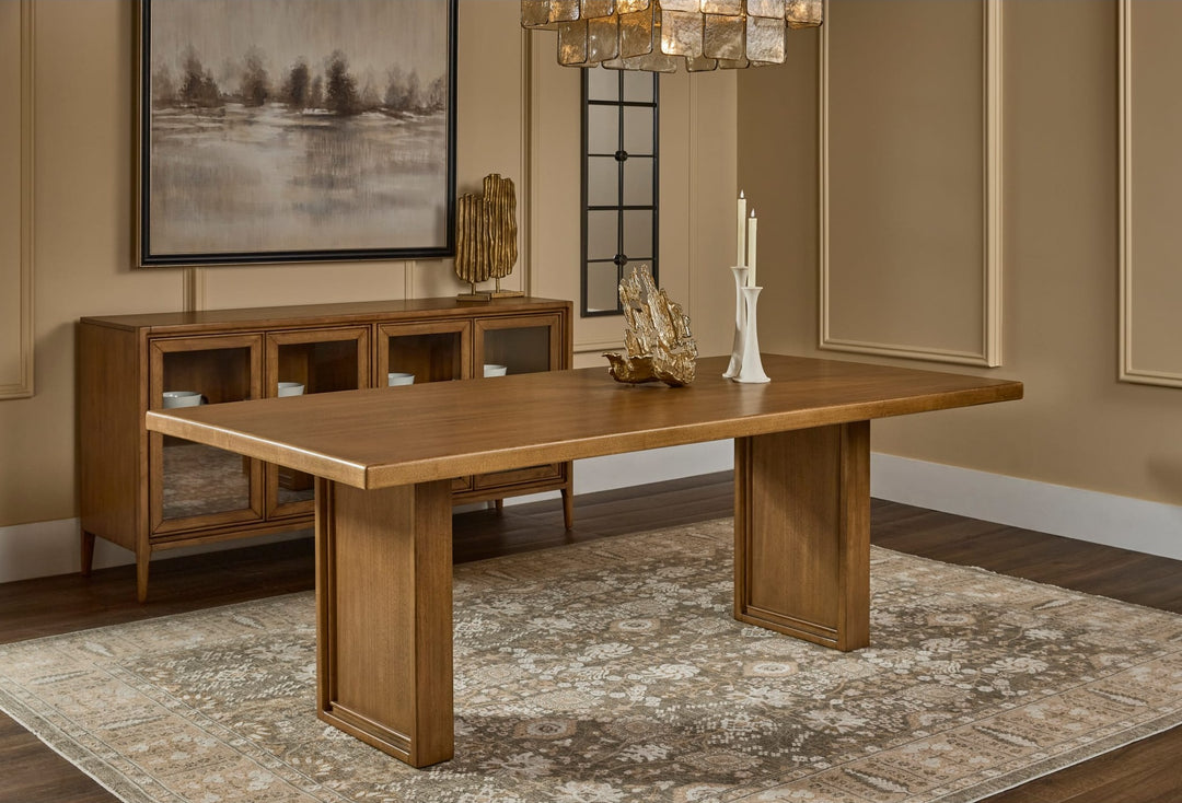 Carlisle Fixed Dining Table in Toffee Crunch — lifestyle photo