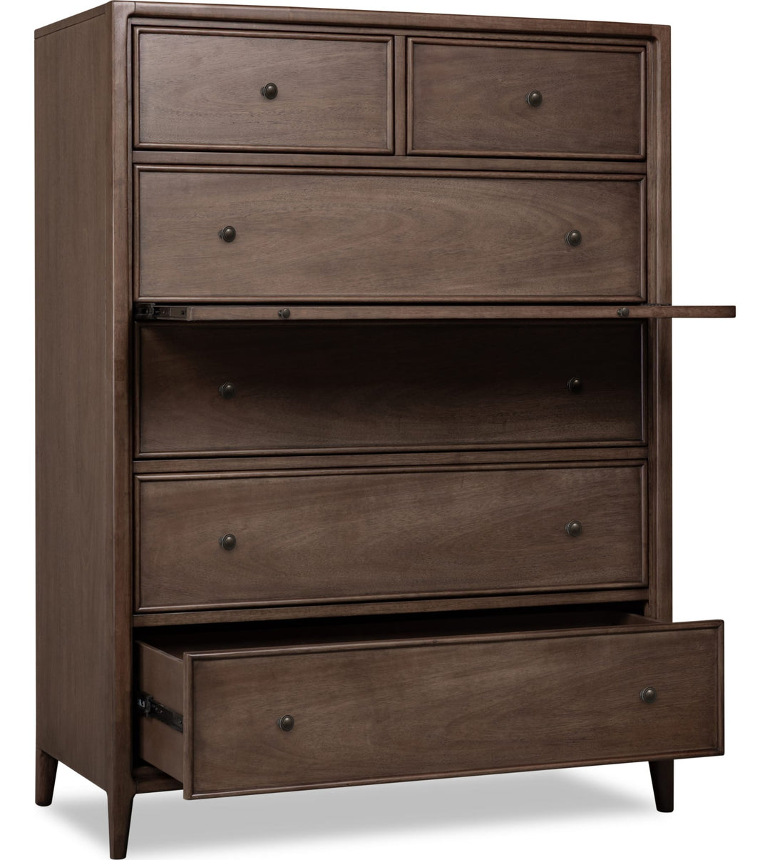 Carlisle Six Drawer Chest in Pecan Pie — with drawers open