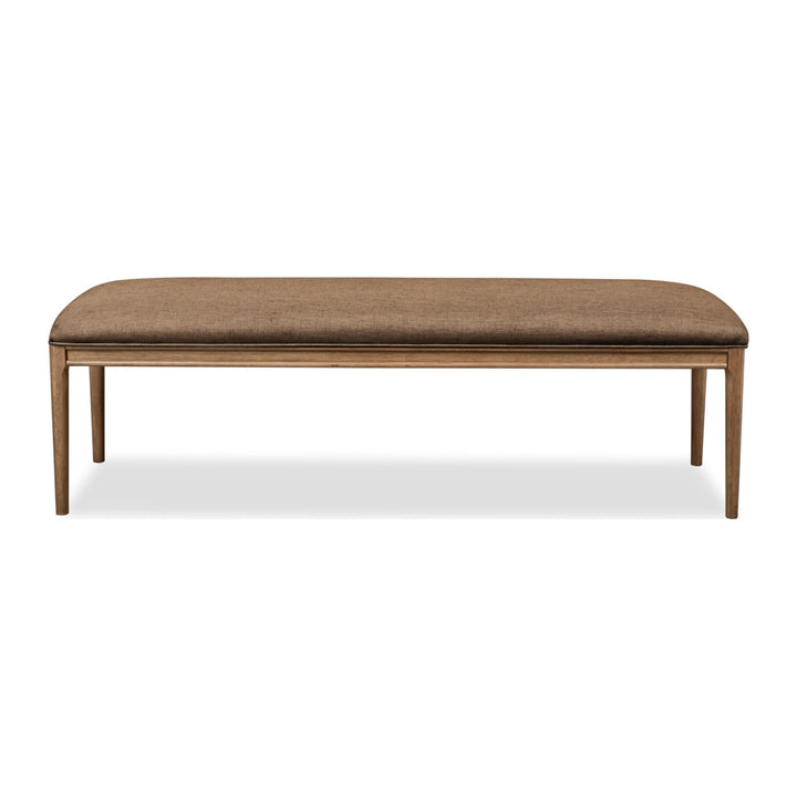 Carlisle Upholstered Dining Bench by Modus in Wheat Bread and Toffee Crunch — product view on a white background