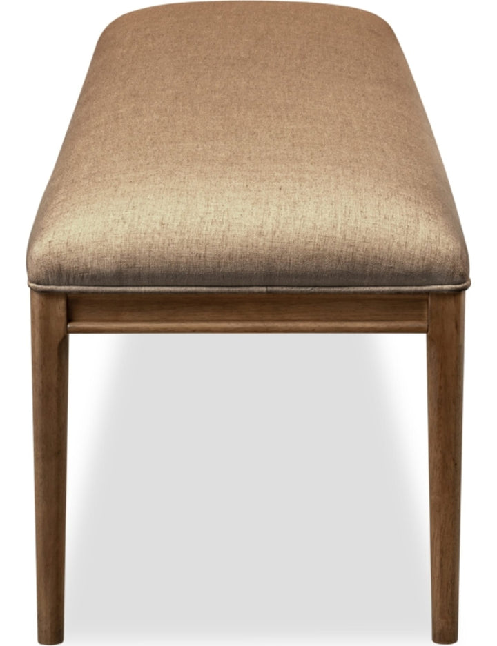 Carlisle Upholstered Dining Bench in Wheat Bread and Toffee Crunch — product view on a white background