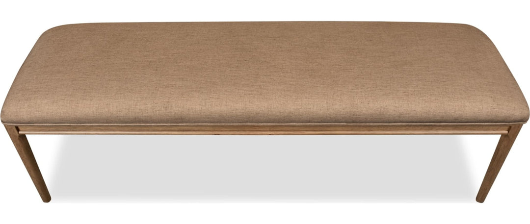 Carlisle Upholstered Dining Bench in Wheat Bread and Toffee Crunch — product view on a white background