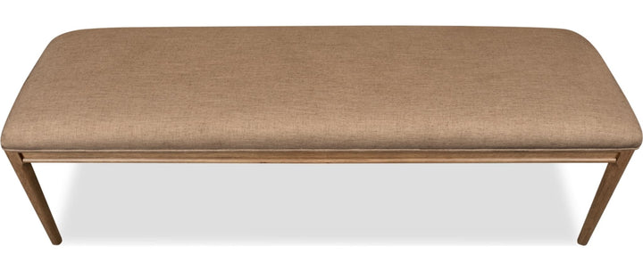 Carlisle Upholstered Dining Bench in Wheat Bread and Toffee Crunch — product view on a white background
