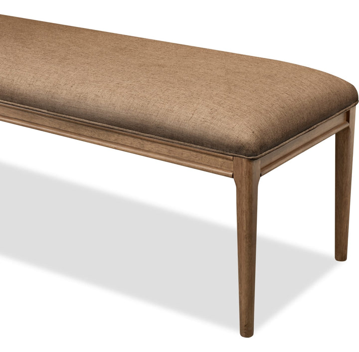 Carlisle Upholstered Dining Bench in Wheat Bread and Toffee Crunch — product view on a white background