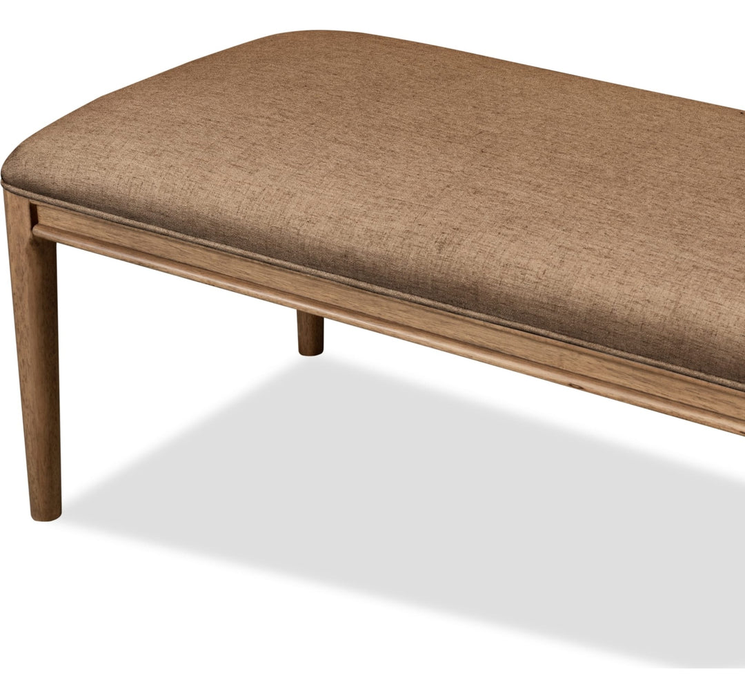 Carlisle Upholstered Dining Bench in Wheat Bread and Toffee Crunch — product view on a white background