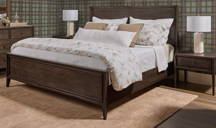 Carlisle Wood Panel Bed styled in a bedroom