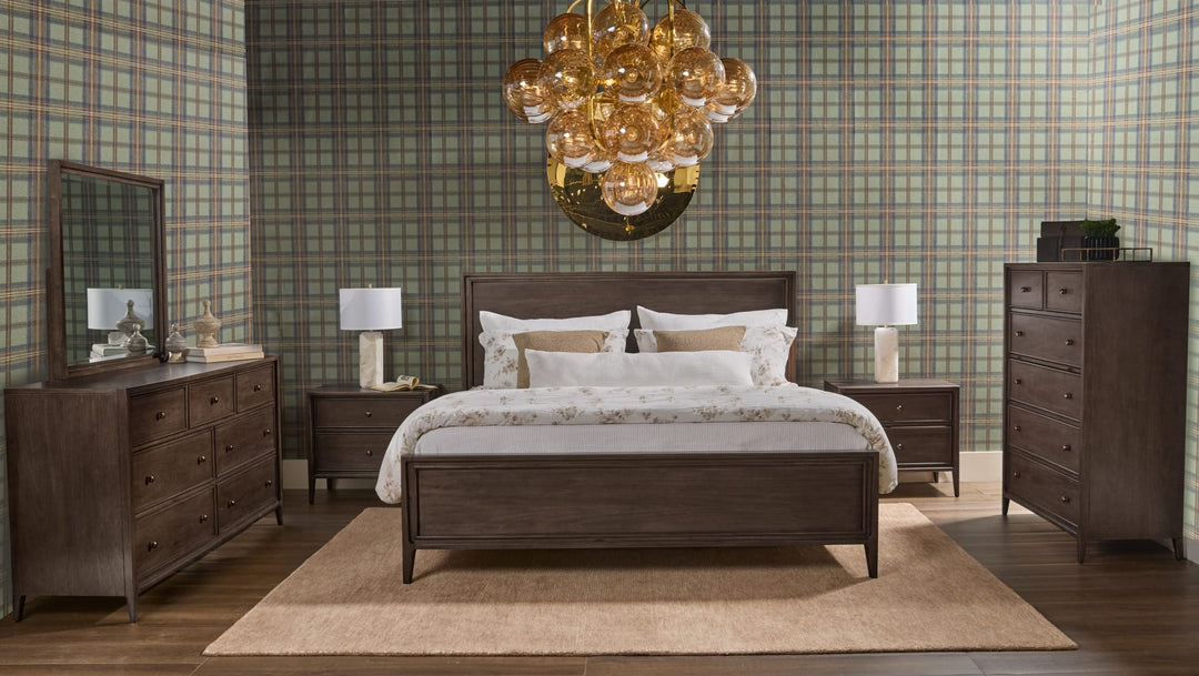 Carlisle Wood Panel Bed styled in a bedroom