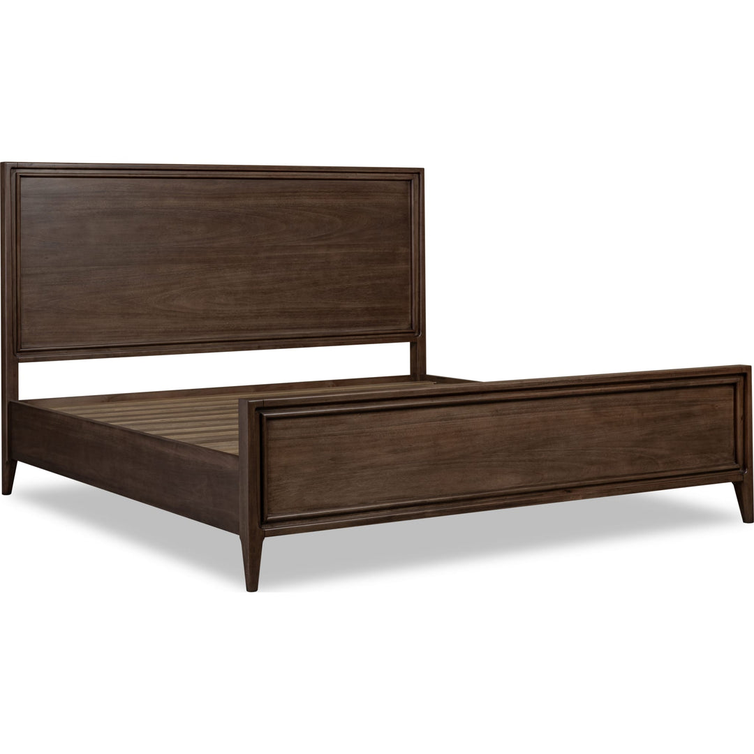 Carlisle Wood Panel Bed — angled view without mattress