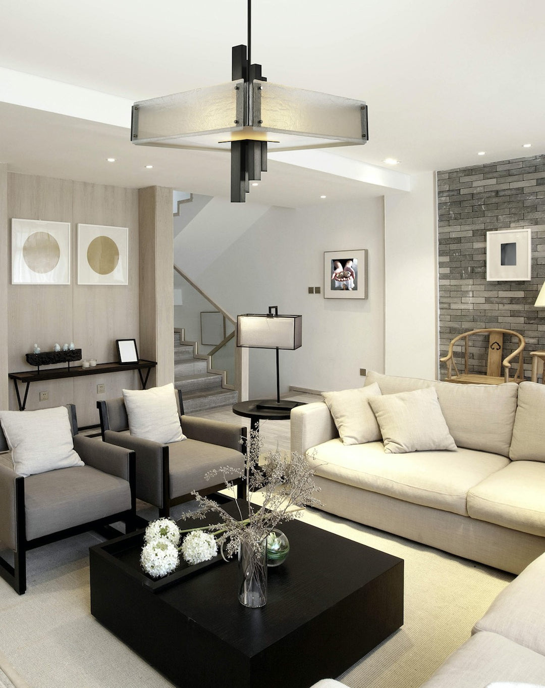 Carlyle Square Chandelier by Hammerton Studio in a styled interior