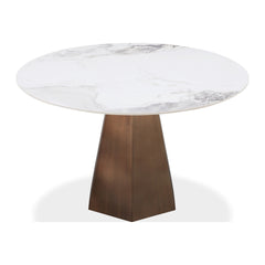 Carmel Stone Top Round Dining Table by Modus in Chanelle and Bronze — product view on a white background