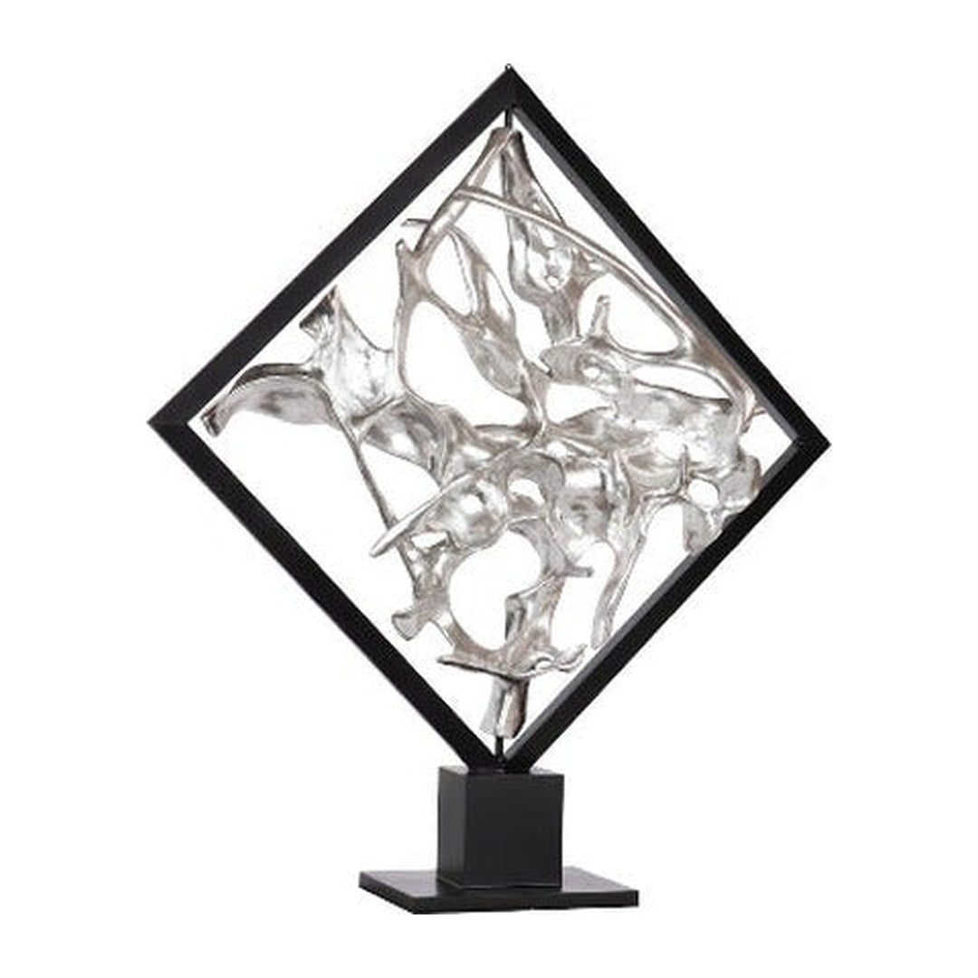 Cast Revolving Diamond Sculpture in Silver Leaf Phillips Collection