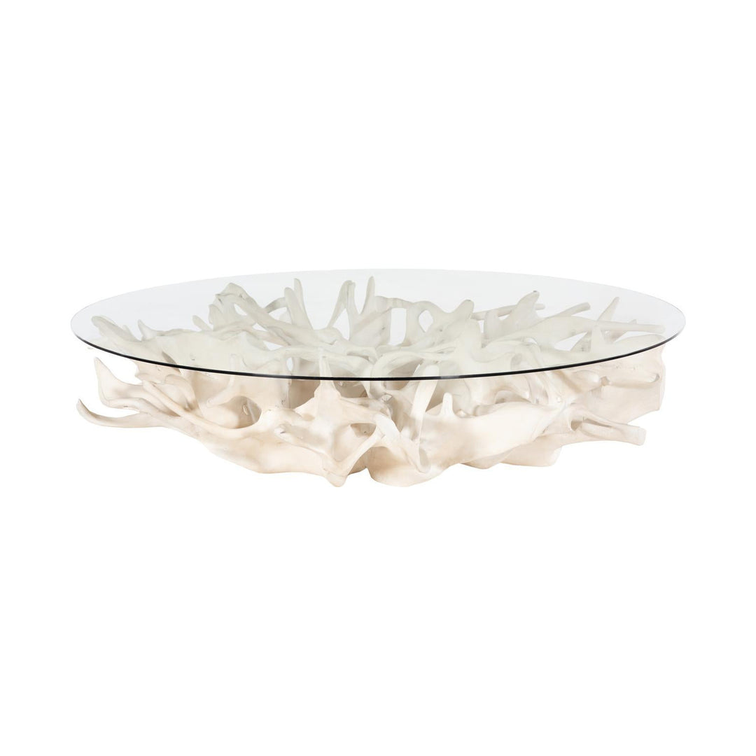 Cast Root Coffee Table with Glass, Faux Bleached by Phillips Collection — centered product view