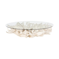 Cast Root Coffee Table with Glass, Faux Bleached by Phillips Collection — centered product view