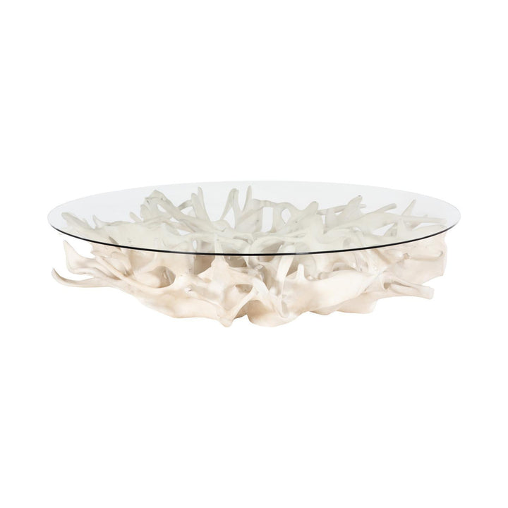 Cast Root Coffee Table with Glass, Faux Bleached by Phillips Collection — centered product view