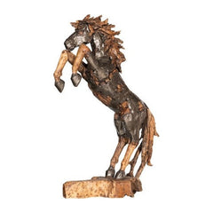 Mustang Horse Armored Sculpture Rearing, Natural Bronze Finish Phillips Collection