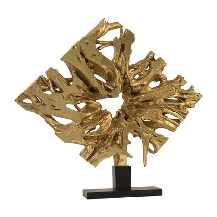 Cast Teak Root Sculpture On Base Gold leaf Phillips Collection