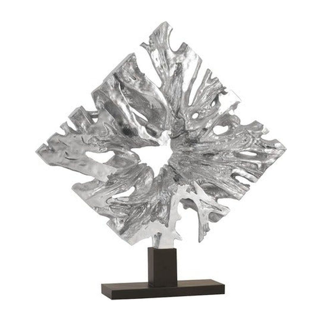 Cast Teak Root Sculpture on Base Silver Phillips Collection