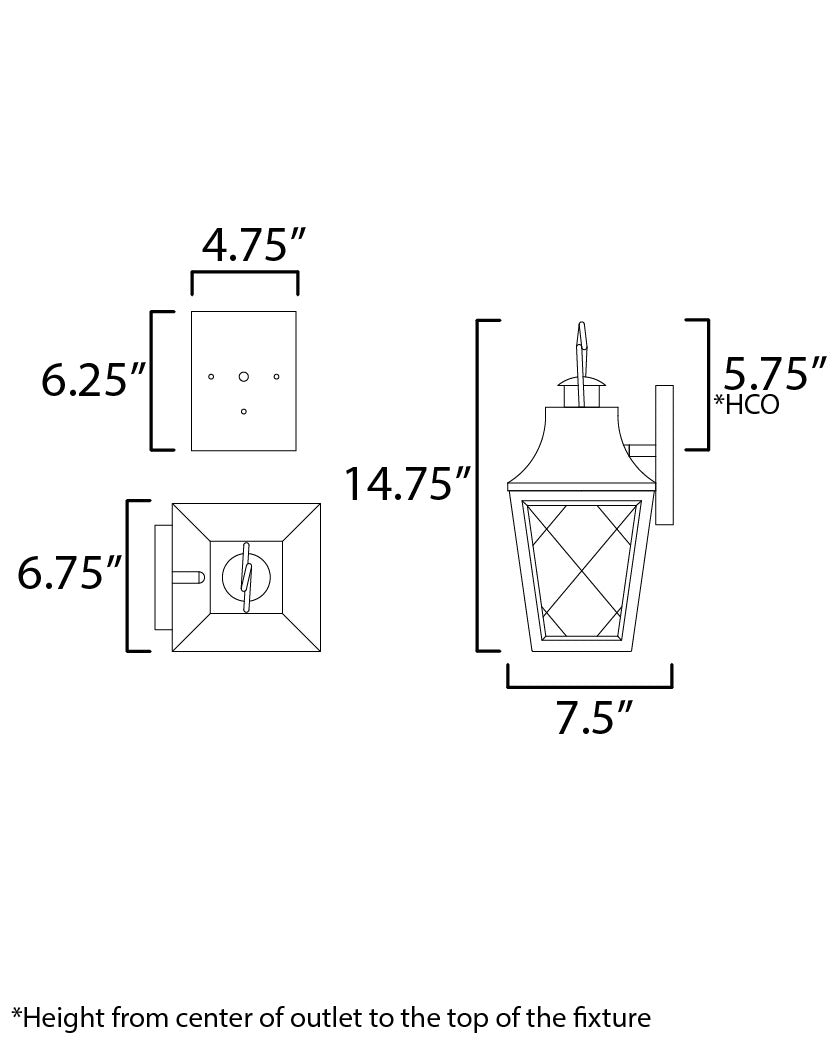 Storybook 1-Light Outdoor Small Wall Sconce by Studio M Lighting – line drawing