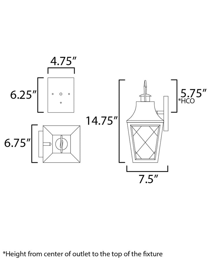 Storybook 1-Light Outdoor Small Wall Sconce by Studio M Lighting – line drawing