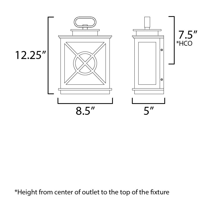 Yorktown VX 1-Light Outdoor Pocket Sconce by Studio M Lighting – line drawing
