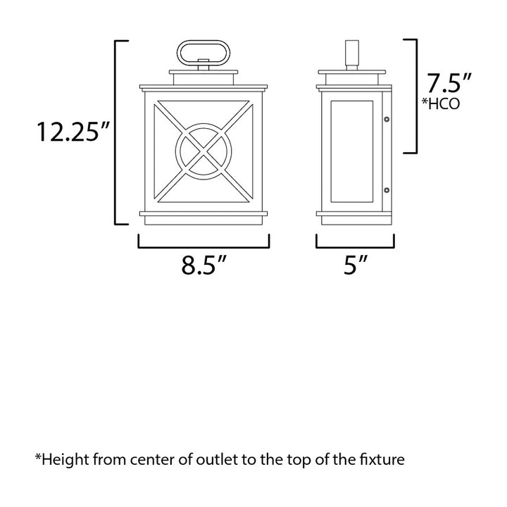 Yorktown VX 1-Light Outdoor Pocket Sconce by Studio M Lighting – line drawing