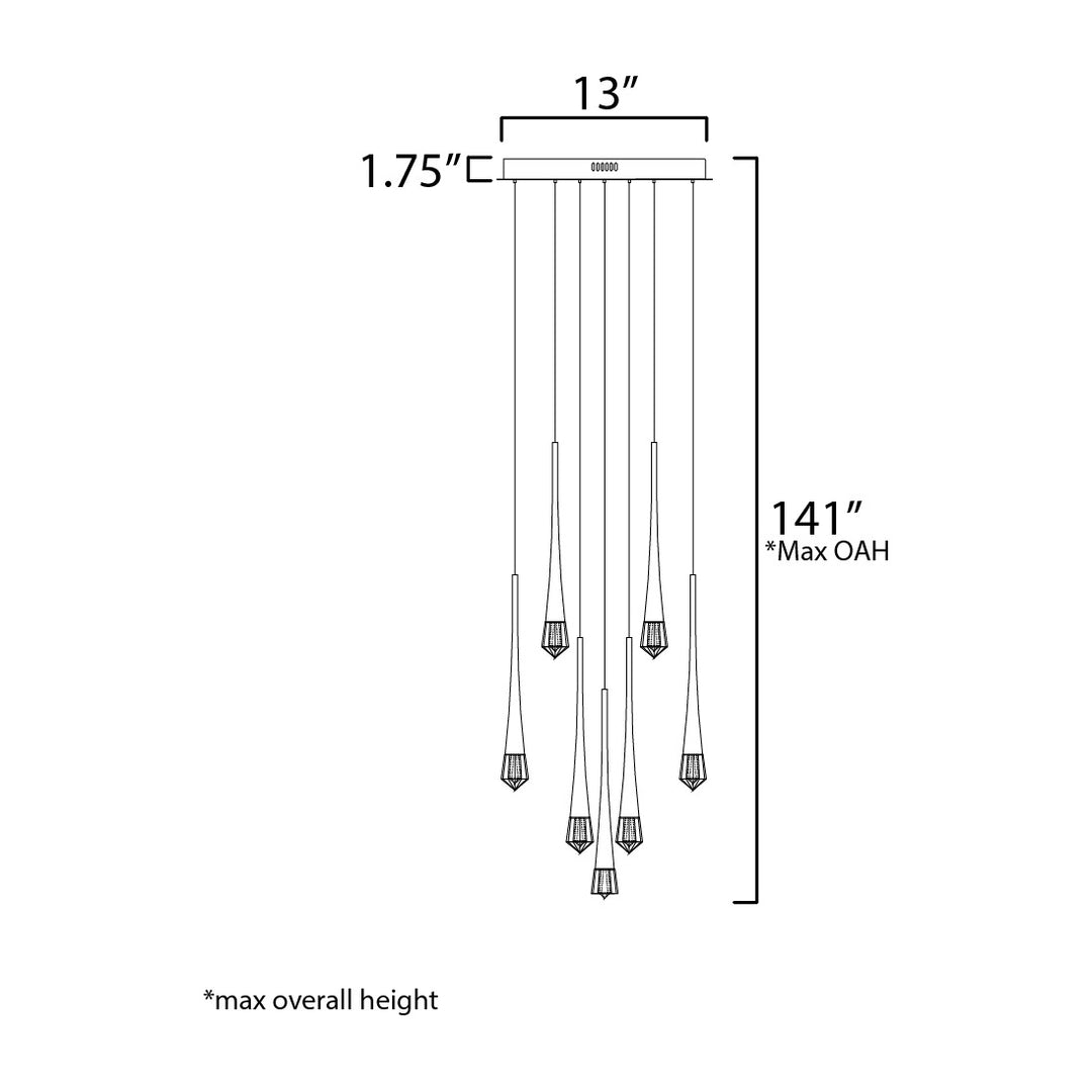 Pierce 9-Light LED Pendant by Studio M Lighting – line drawing