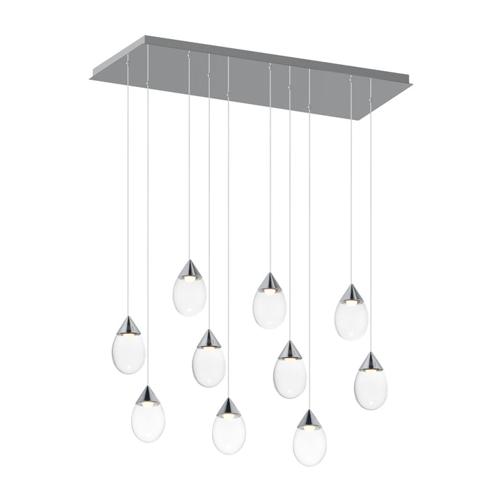 Dewdrop 10-Light LED Linear Pendant by Studio M Lighting in Polished Chrome