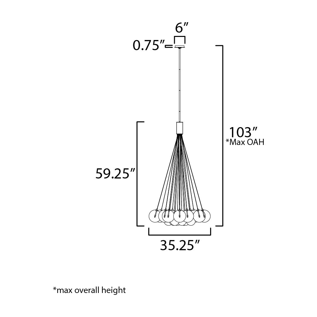 Burst 20-Light LED Pendant by Studio M Lighting – line drawing