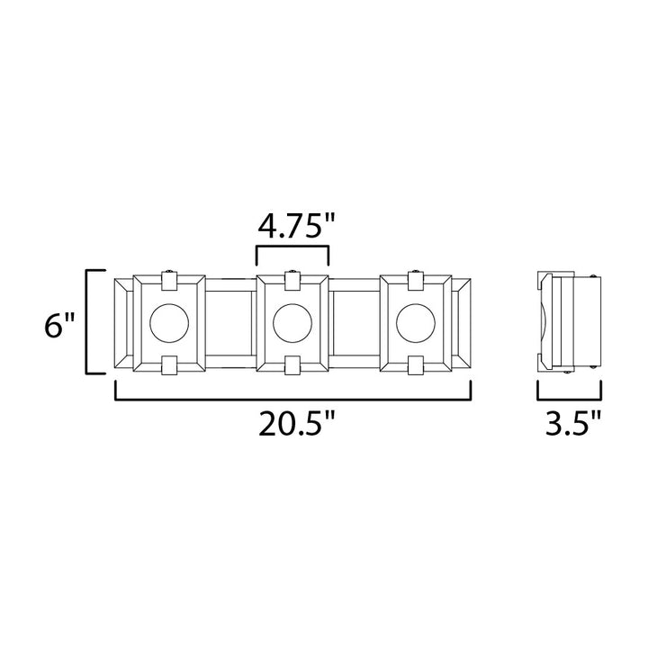 Radiant LED 3-Light Bath Vanity by Studio M Lighting – line drawing