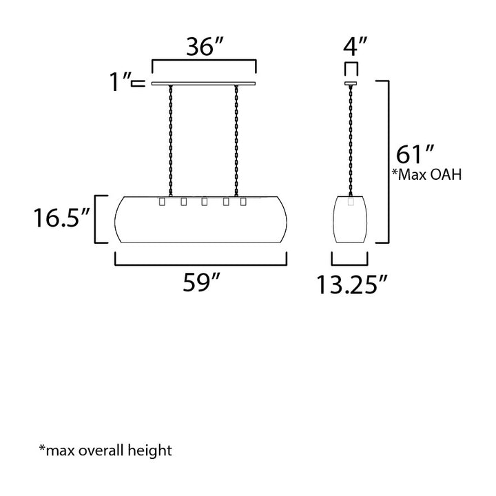 Gilda 5-Light Linear Pendant by Studio M Lighting – line drawing
