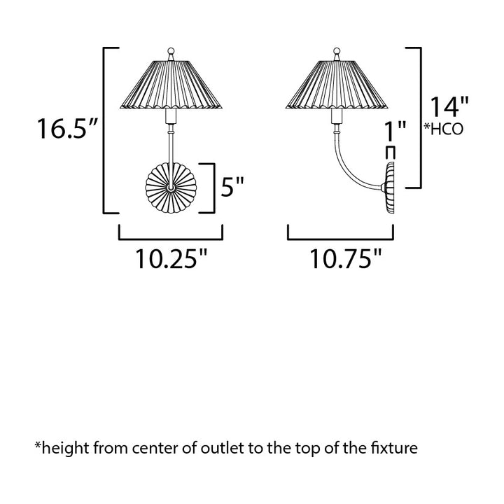 Kismet 1-Light Wall Sconce by Studio M Lighting – line drawing