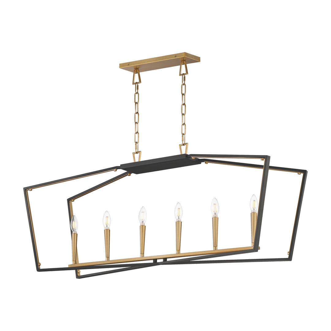 Melrose 6-Light Linear Pendant by Studio M Lighting in Black / Natural Aged Brass