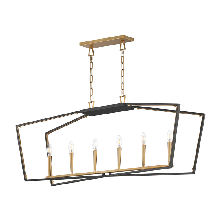 Melrose 6-Light Linear Pendant by Studio M Lighting in Black / Natural Aged Brass