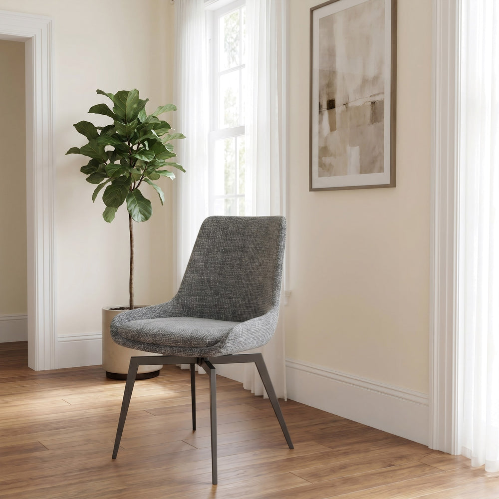 CEO Swivel Upholstered Dining Chair in Oyster — lifestyle photo