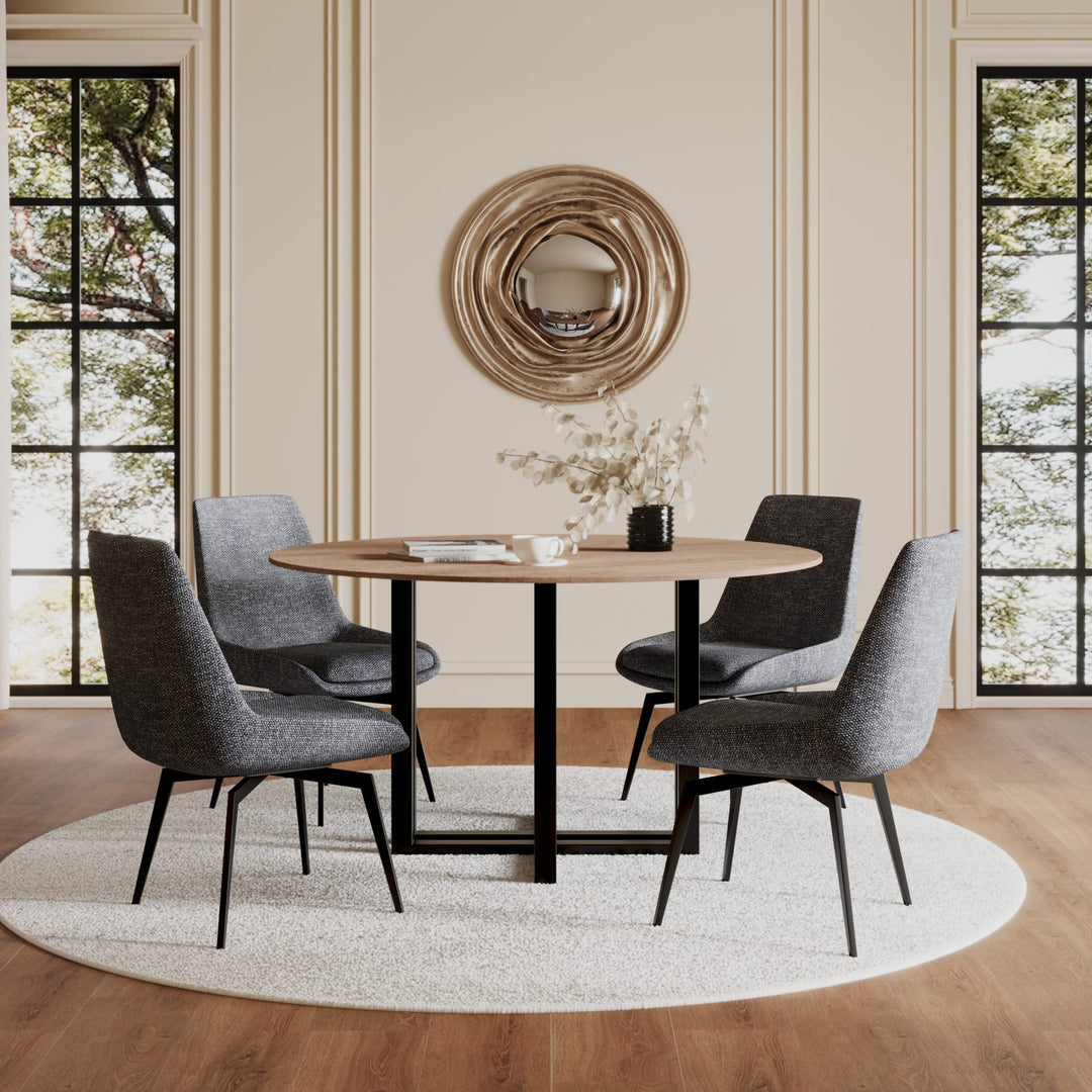 CEO Swivel Upholstered Dining Chair in Oyster — lifestyle photo