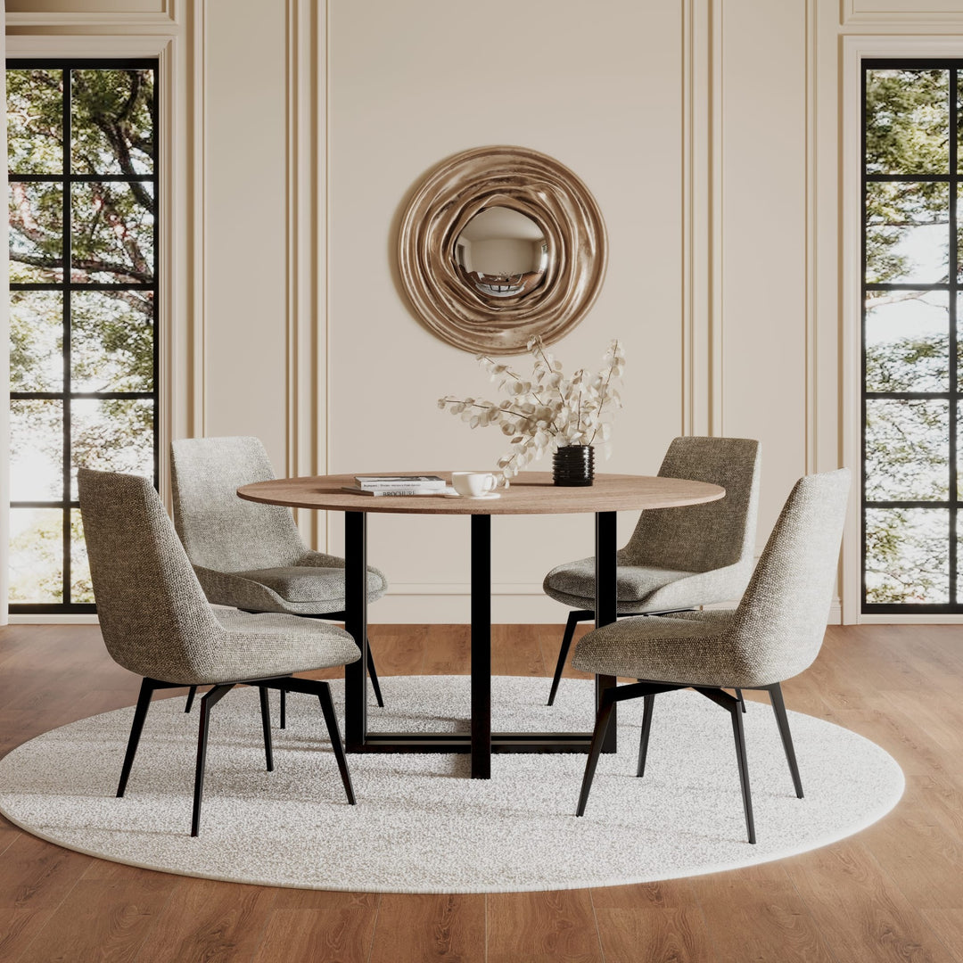 CEO Swivel Upholstered Dining Chair in Beige — lifestyle photo