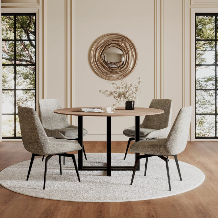 CEO Swivel Upholstered Dining Chair in Beige — lifestyle photo