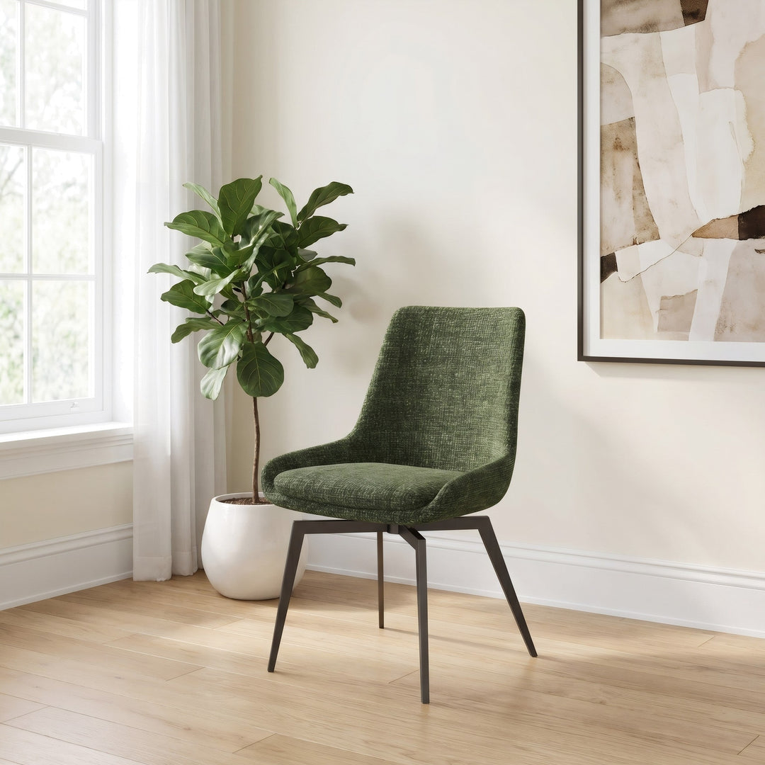 CEO Swivel Upholstered Dining Chair in Olive — lifestyle photo