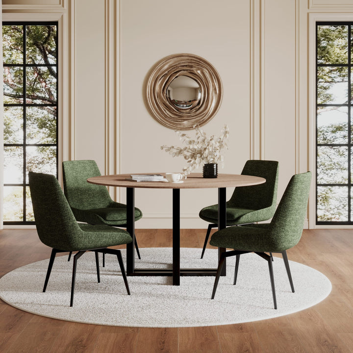 CEO Swivel Upholstered Dining Chair in Olive — lifestyle photo