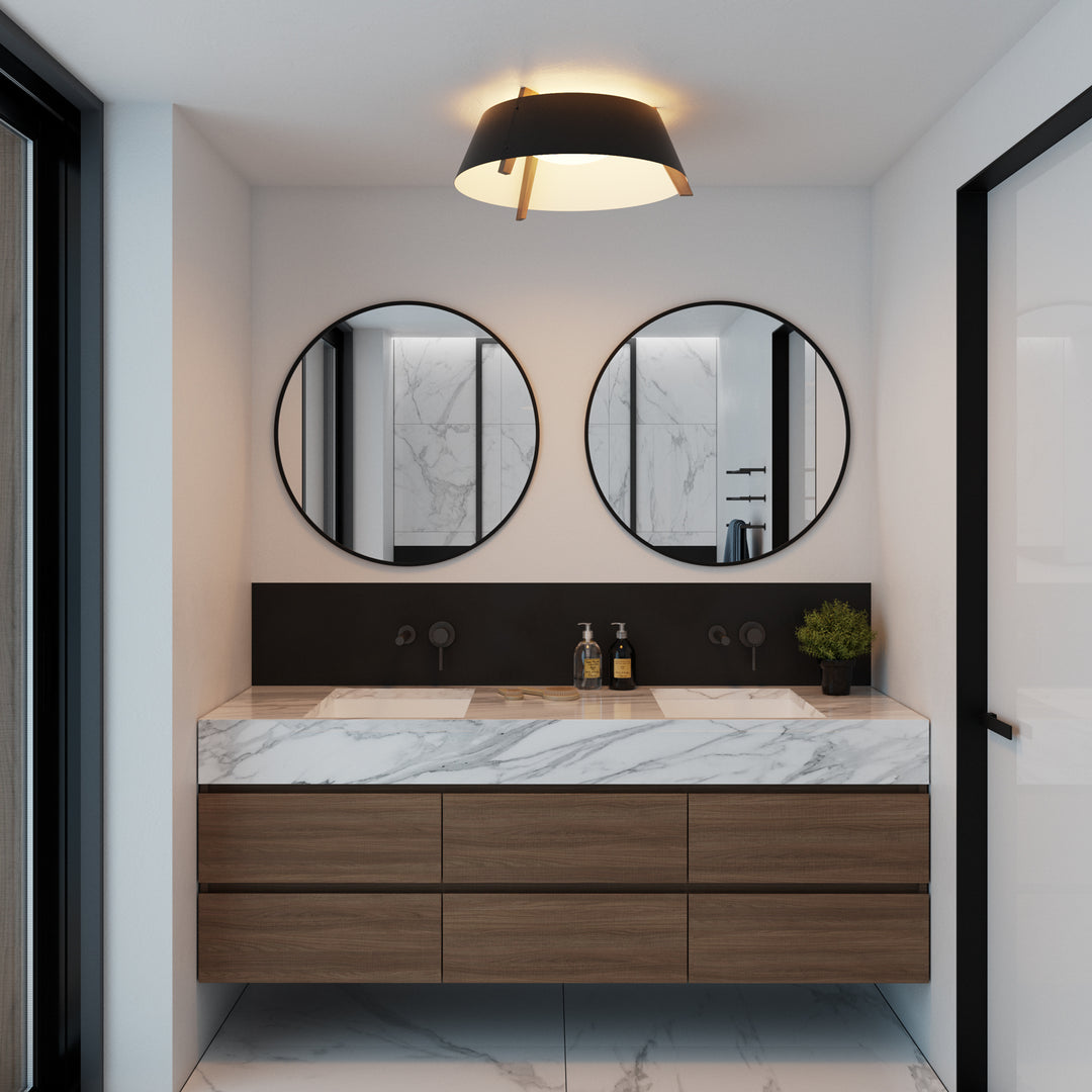 Cerno Casia LED Flush Mount in a modern bathroom
