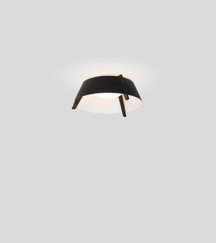 Cerno Casia LED Flush Mount in Matte Black and Dark Stained Walnut