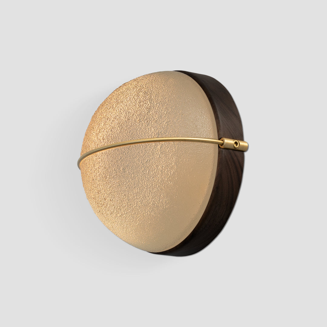 Cerno Sona Sconce satin brushed brass with dark stained walnut
