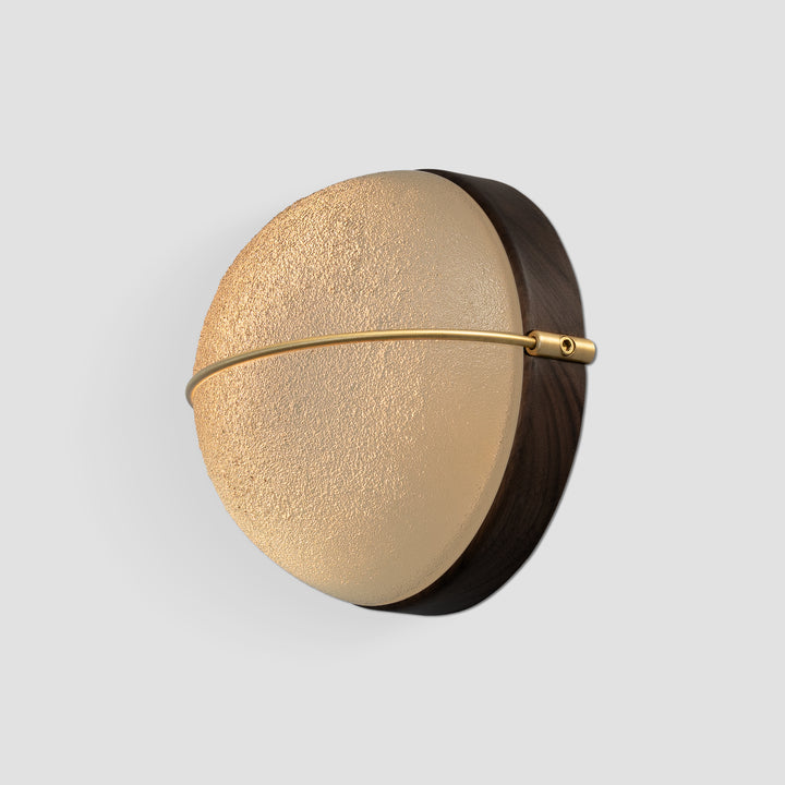 Cerno Sona Sconce satin brushed brass with dark stained walnut