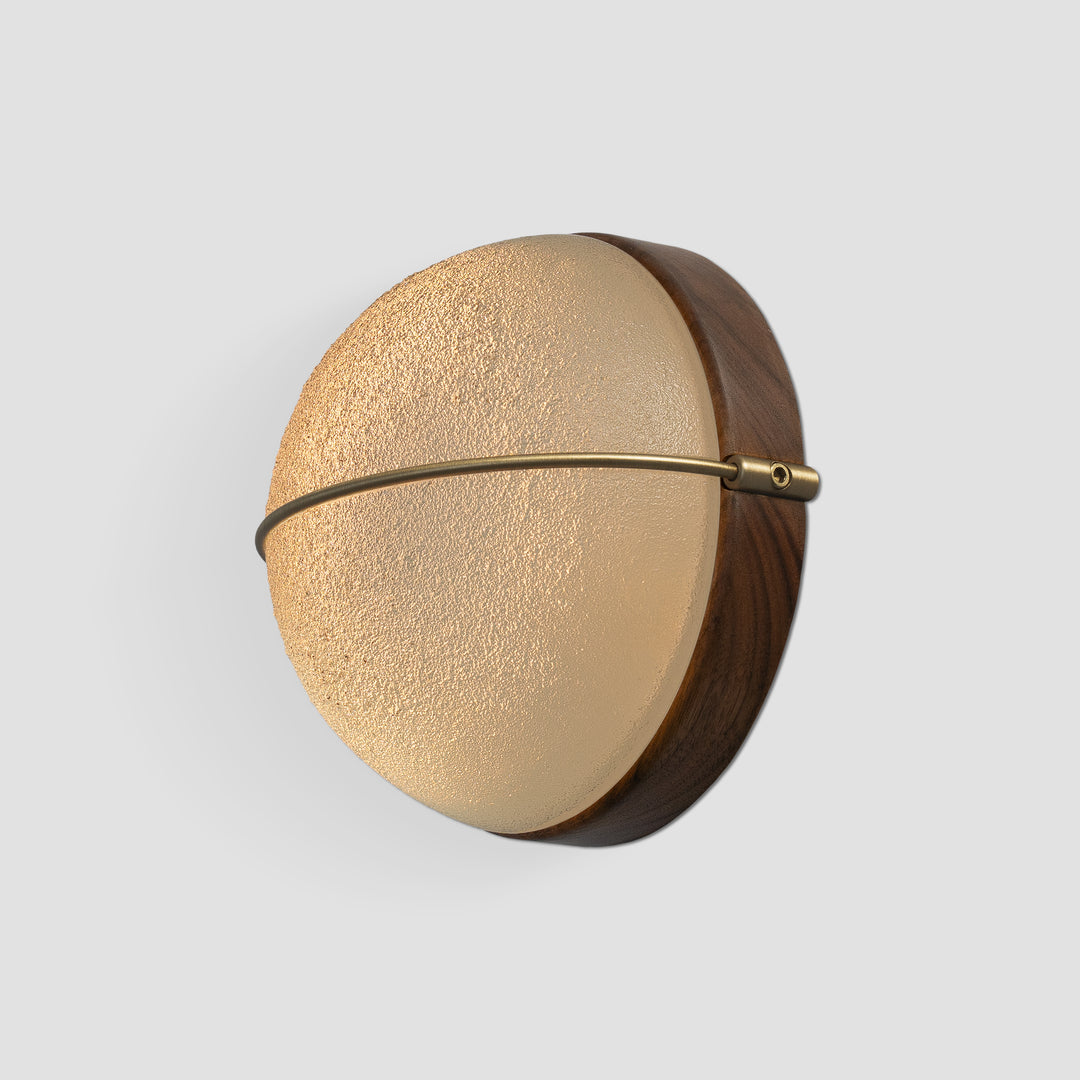 Cerno Sona Sconce satin distressed brass with walnut