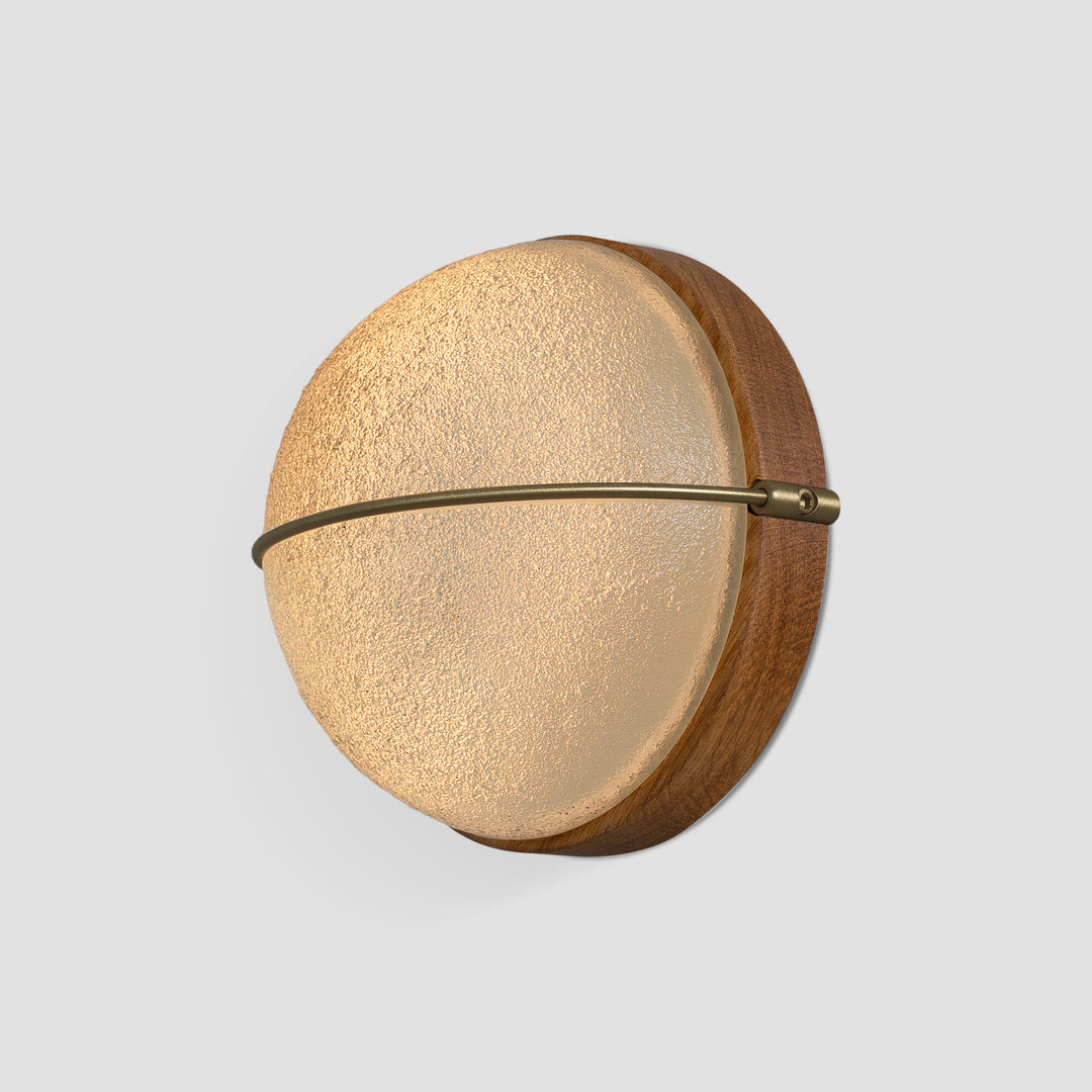Cerno Sona Sconce satin distressed brass with white oak