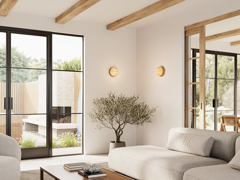 Cerno Sona Sconce in a warm modern living room